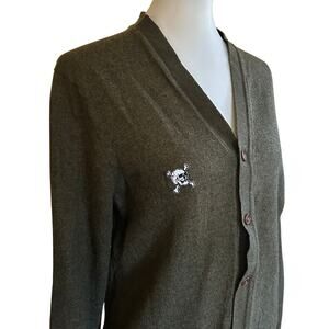 Ben Sherman 100% Merino Wool Skull Cardigan – Women’s L (Tagged Men’s XXL)